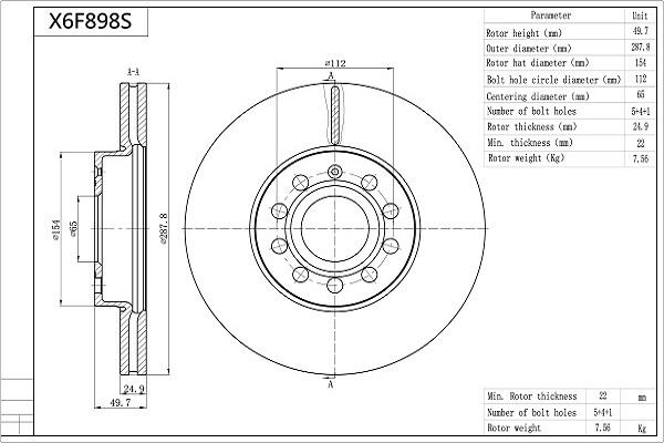 AISIN X6F898S - Disque de frein cwaw.fr