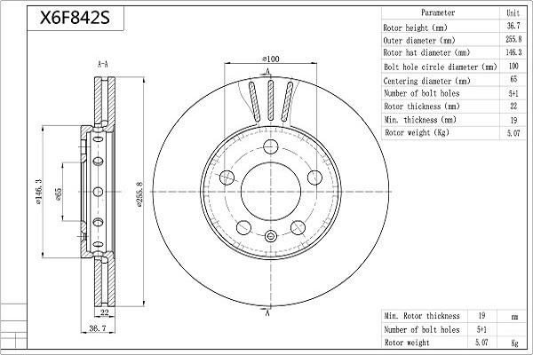 AISIN X6F842S - Disque de frein cwaw.fr