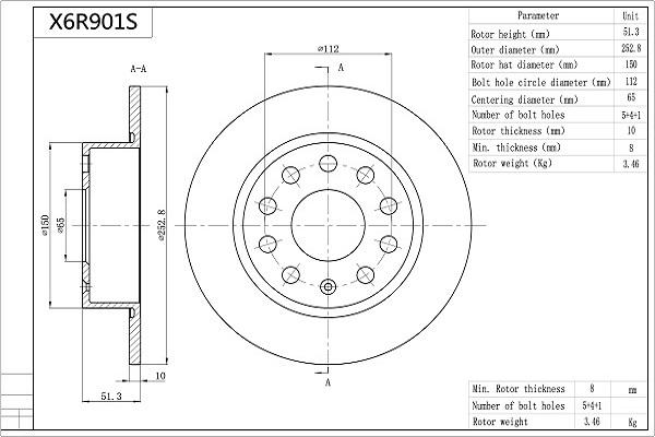 AISIN X6R901S - Disque de frein cwaw.fr