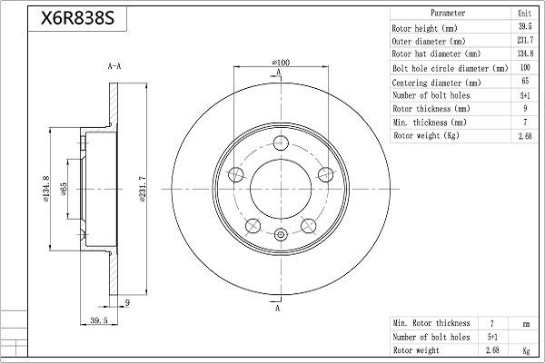 AISIN X6R838S - Disque de frein cwaw.fr