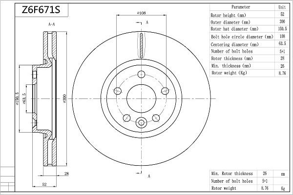 AISIN Z6F671S - Disque de frein cwaw.fr