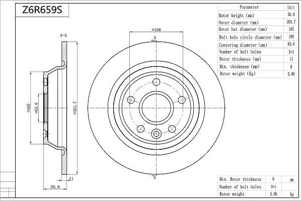 AISIN Z6R659S - Disque de frein cwaw.fr