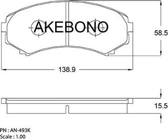 Akebono AN-493K - Kit de plaquettes de frein, frein à disque cwaw.fr