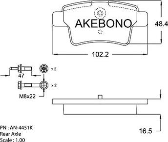 Akebono AN-4451K - Kit de plaquettes de frein, frein à disque cwaw.fr