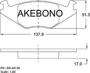 Akebono AN-4413K - Kit de plaquettes de frein, frein à disque cwaw.fr