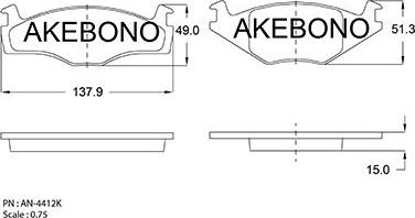 Akebono AN-4412KE - Kit de plaquettes de frein, frein à disque cwaw.fr