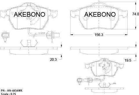 Akebono AN-4434WKE - Kit de plaquettes de frein, frein à disque cwaw.fr