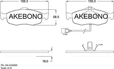 Akebono AN-4436WKE - Kit de plaquettes de frein, frein à disque cwaw.fr