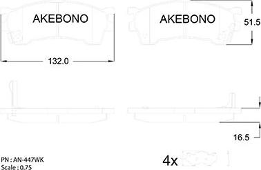 Akebono AN-447WK - Kit de plaquettes de frein, frein à disque cwaw.fr