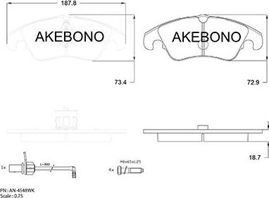 Akebono AN-4548WK - Kit de plaquettes de frein, frein à disque cwaw.fr