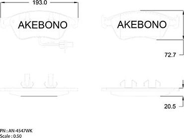 Akebono AN-4547WK - Kit de plaquettes de frein, frein à disque cwaw.fr