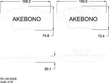 Akebono AN-4555K - Kit de plaquettes de frein, frein à disque cwaw.fr