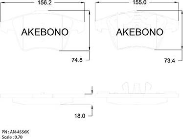 Akebono AN-4556K - Kit de plaquettes de frein, frein à disque cwaw.fr