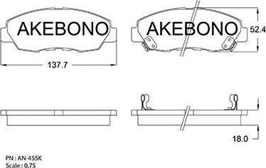 Akebono AN-455WK - Kit de plaquettes de frein, frein à disque cwaw.fr