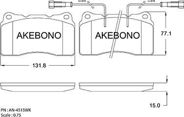 Akebono AN-4515WK - Kit de plaquettes de frein, frein à disque cwaw.fr