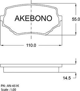 Akebono AN-451K - Kit de plaquettes de frein, frein à disque cwaw.fr