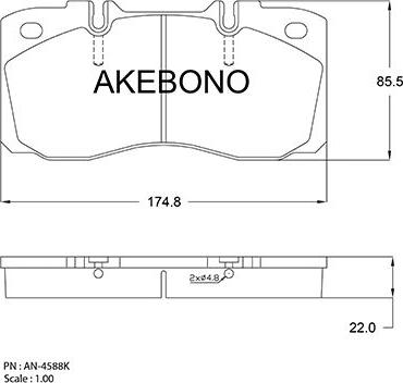 Akebono AN-4588K - Kit de plaquettes de frein, frein à disque cwaw.fr