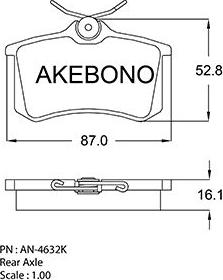 Akebono AN-4632K - Kit de plaquettes de frein, frein à disque cwaw.fr