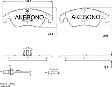 Akebono AN-4623WK - Kit de plaquettes de frein, frein à disque cwaw.fr