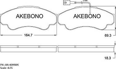 Akebono AN-4099WK - Kit de plaquettes de frein, frein à disque cwaw.fr