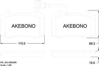 Akebono AN-4094WKE - Kit de plaquettes de frein, frein à disque cwaw.fr