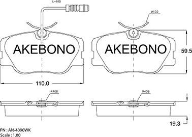 Akebono AN-4090WKE - Kit de plaquettes de frein, frein à disque cwaw.fr