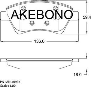 Akebono AN-4098K - Kit de plaquettes de frein, frein à disque cwaw.fr