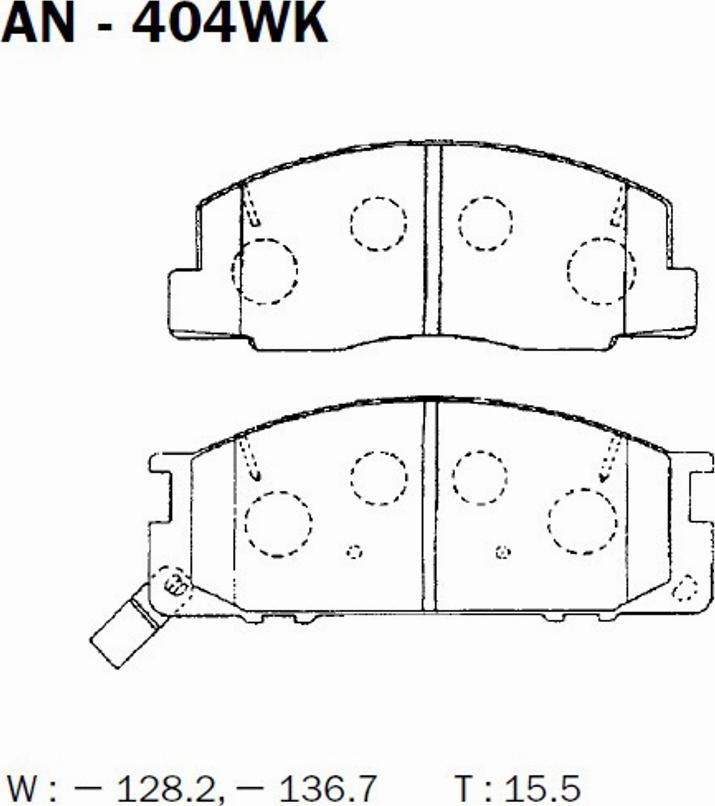 Akebono AN-404WK - Kit de plaquettes de frein, frein à disque cwaw.fr