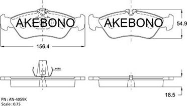 Akebono AN-4059K - Kit de plaquettes de frein, frein à disque cwaw.fr