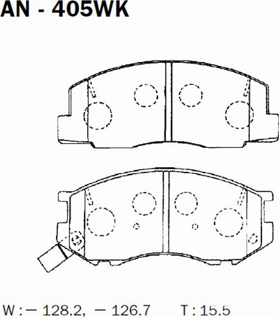 Akebono AN-405WK - Kit de plaquettes de frein, frein à disque cwaw.fr