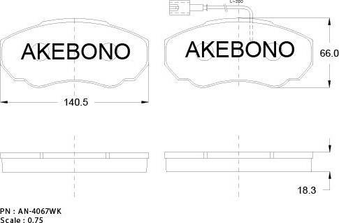 Akebono AN-4067WK - Kit de plaquettes de frein, frein à disque cwaw.fr