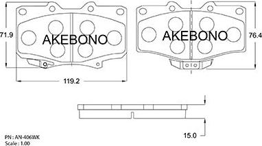 Akebono AN-406WK - Kit de plaquettes de frein, frein à disque cwaw.fr