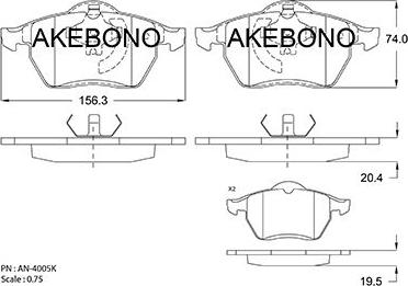 Akebono AN-4005K - Kit de plaquettes de frein, frein à disque cwaw.fr