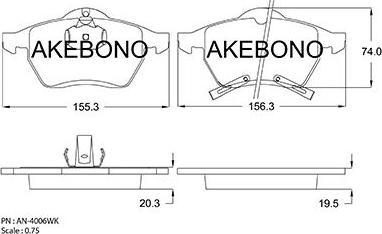 Akebono AN-4006WKE - Kit de plaquettes de frein, frein à disque cwaw.fr