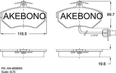 Akebono AN-4008WKE - Kit de plaquettes de frein, frein à disque cwaw.fr