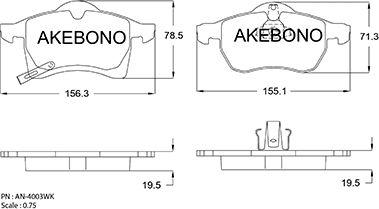 Akebono AN-4003WKE - Kit de plaquettes de frein, frein à disque cwaw.fr