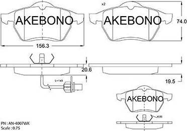 Akebono AN-4007WK - Kit de plaquettes de frein, frein à disque cwaw.fr