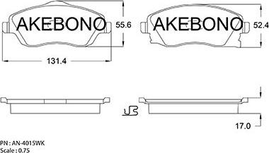 Akebono AN-4015WKE - Kit de plaquettes de frein, frein à disque cwaw.fr