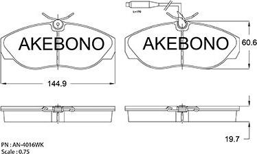 Akebono AN-4016WKE - Kit de plaquettes de frein, frein à disque cwaw.fr