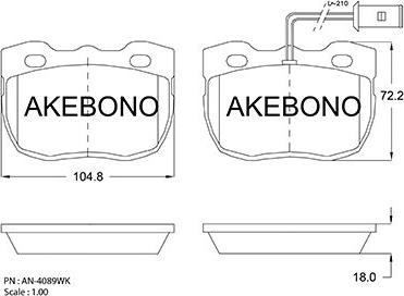 Akebono AN-4089WKE - Kit de plaquettes de frein, frein à disque cwaw.fr