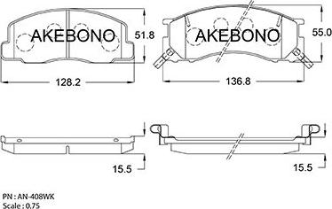 Akebono AN-408WKE - Kit de plaquettes de frein, frein à disque cwaw.fr