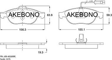 Akebono AN-4038WKE - Kit de plaquettes de frein, frein à disque cwaw.fr