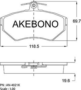 Akebono AN-4021K - Kit de plaquettes de frein, frein à disque cwaw.fr