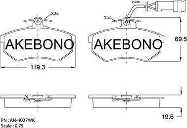 Akebono AN-4027WKE - Kit de plaquettes de frein, frein à disque cwaw.fr