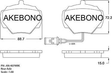 Akebono AN-4079WK - Kit de plaquettes de frein, frein à disque cwaw.fr