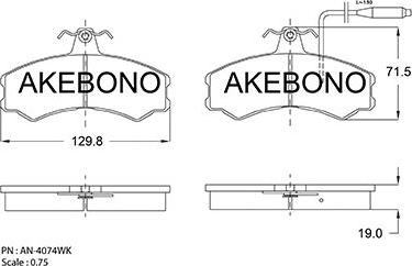 Akebono AN-4074WKE - Kit de plaquettes de frein, frein à disque cwaw.fr