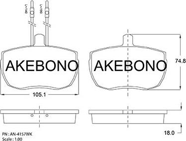 Akebono AN-4157WKE - Kit de plaquettes de frein, frein à disque cwaw.fr