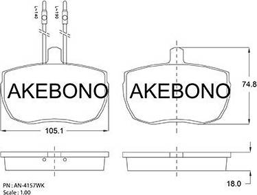 Akebono AN-4157WK - Kit de plaquettes de frein, frein à disque cwaw.fr