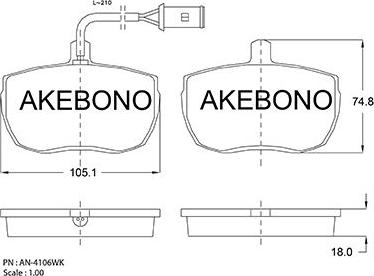 Akebono AN-4106WK - Kit de plaquettes de frein, frein à disque cwaw.fr