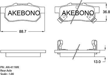 Akebono AN-411WK - Kit de plaquettes de frein, frein à disque cwaw.fr